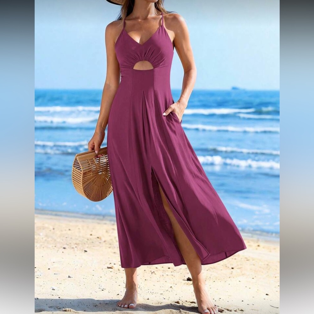 Purple Maxi Dress with Front Slit